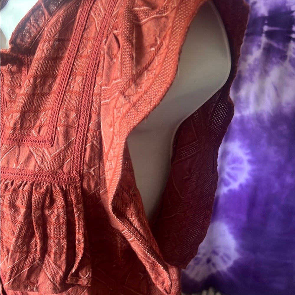 Rust Button-Up Women's Top - Picture 2 of 11